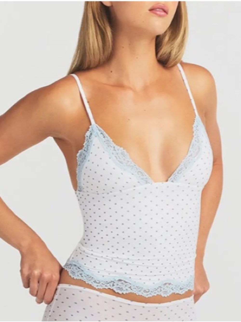 SKIMS Triangle Cami Top Slate Pin Dot Print Blue White polka dot size S small